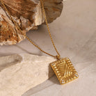 Rhinestone Rectangle Pendant Necklace – 18K Gold-Plated Elegance-Bijou Crush