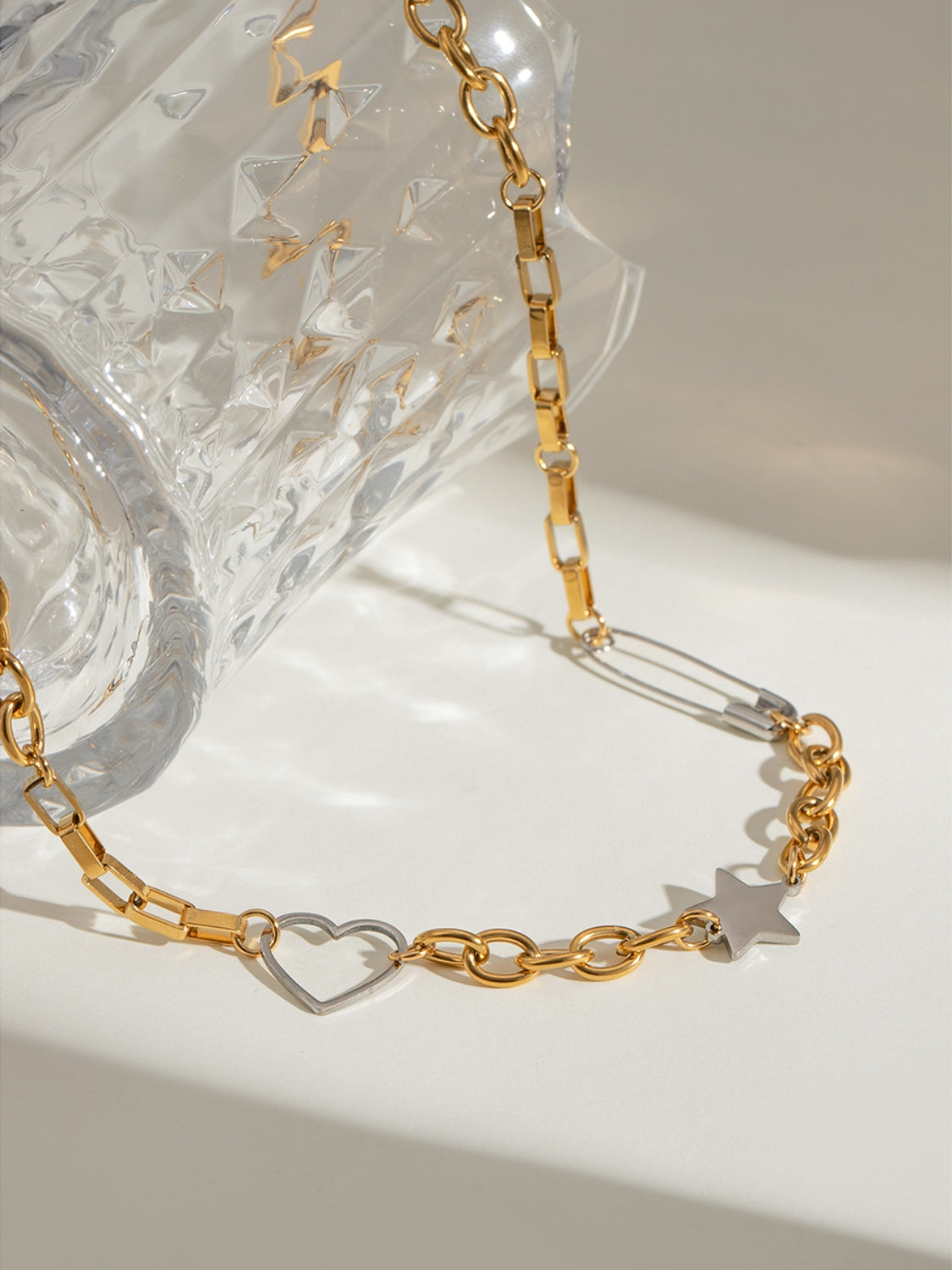 Stainless Steel Star Heart Necklace-Bijou Crush