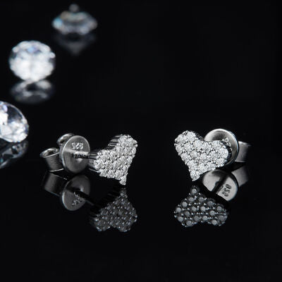 Moissanite 925 Sterling Silver Heart Stud Earrings-Bijou Crush