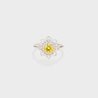 Flower Shape Zircon Platinum-Plated 925 Sterling Silver Ring-Bijou Crush