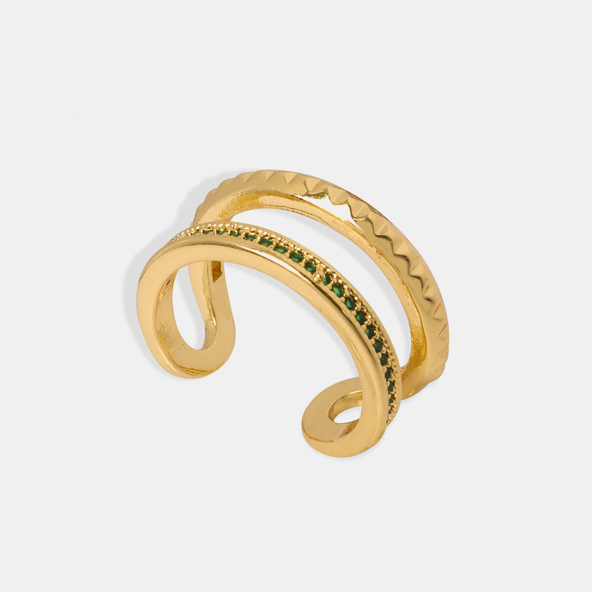 Gold-Plated Czech Diamond Double-Layered Ring-Bijou Crush