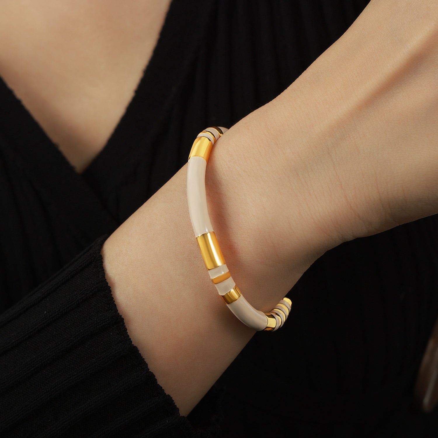 Enamel Titanium Steel Cuff Bracelet-Bijou Crush