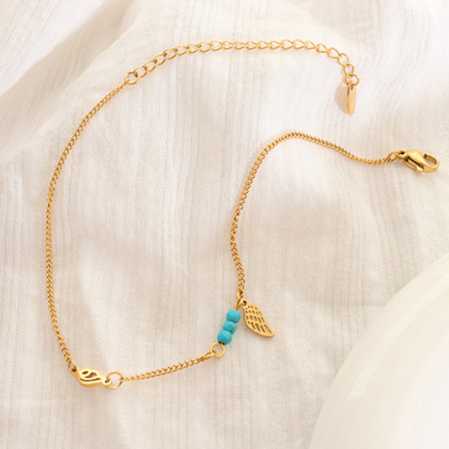 Titanium Steel Wing Shape Charm Anklet Bracelet-Bijou Crush