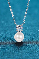 925 Sterling Silver Freshwater Pearl Moissanite Necklace-Bijou Crush