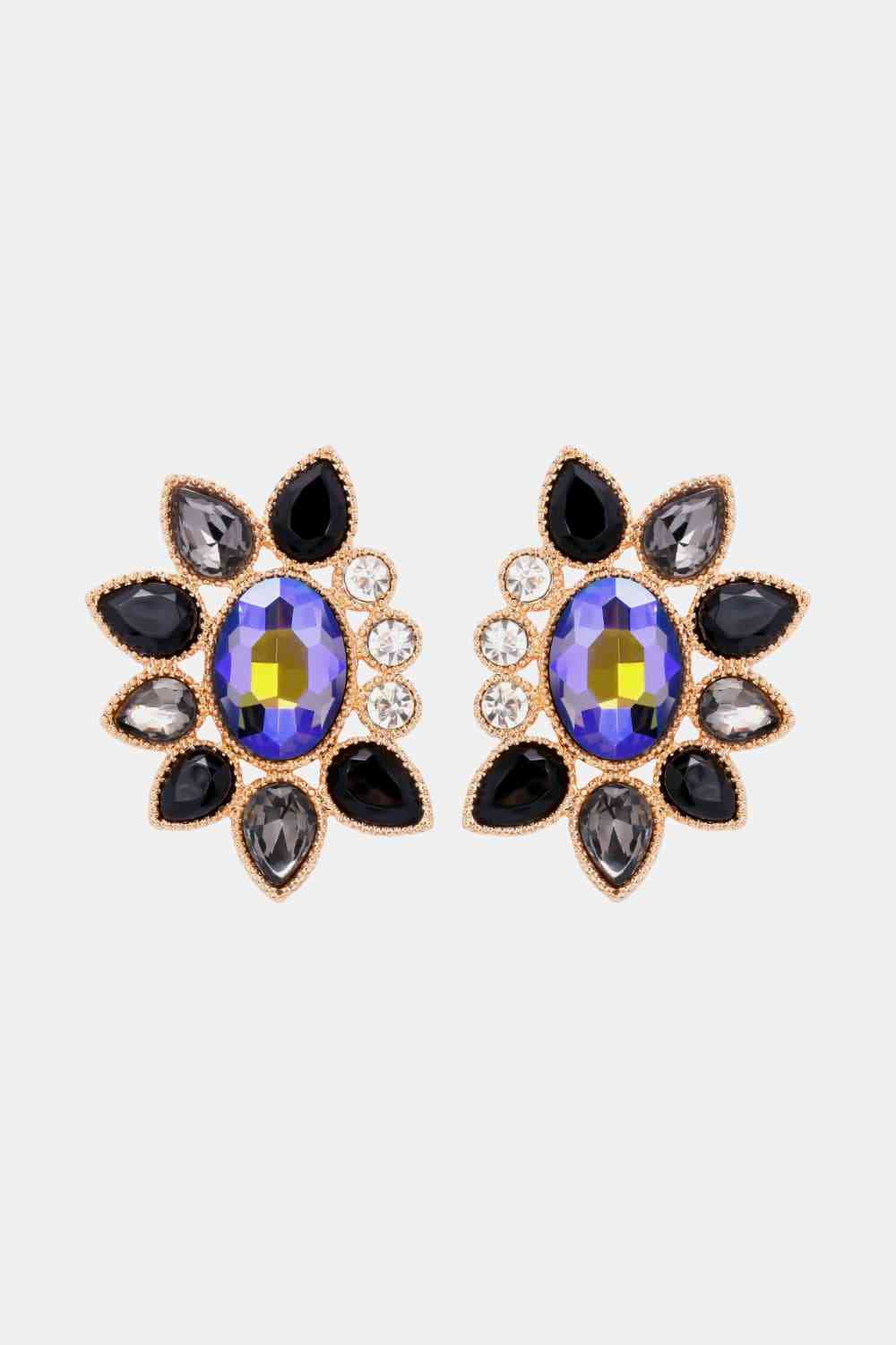 Geometrical Shape Glass Stone Dangle Earrings-Bijou Crush