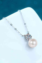 925 Sterling Silver Freshwater Pearl Moissanite Necklace-Bijou Crush