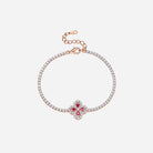 Lab-Grown Ruby 925 Sterling Silver Flower Shape Bracelet-Bijou Crush