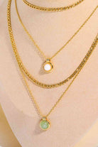 Copper 14K Gold-Plated Round Shape Aventurine Pendant Necklace-Bijou Crush