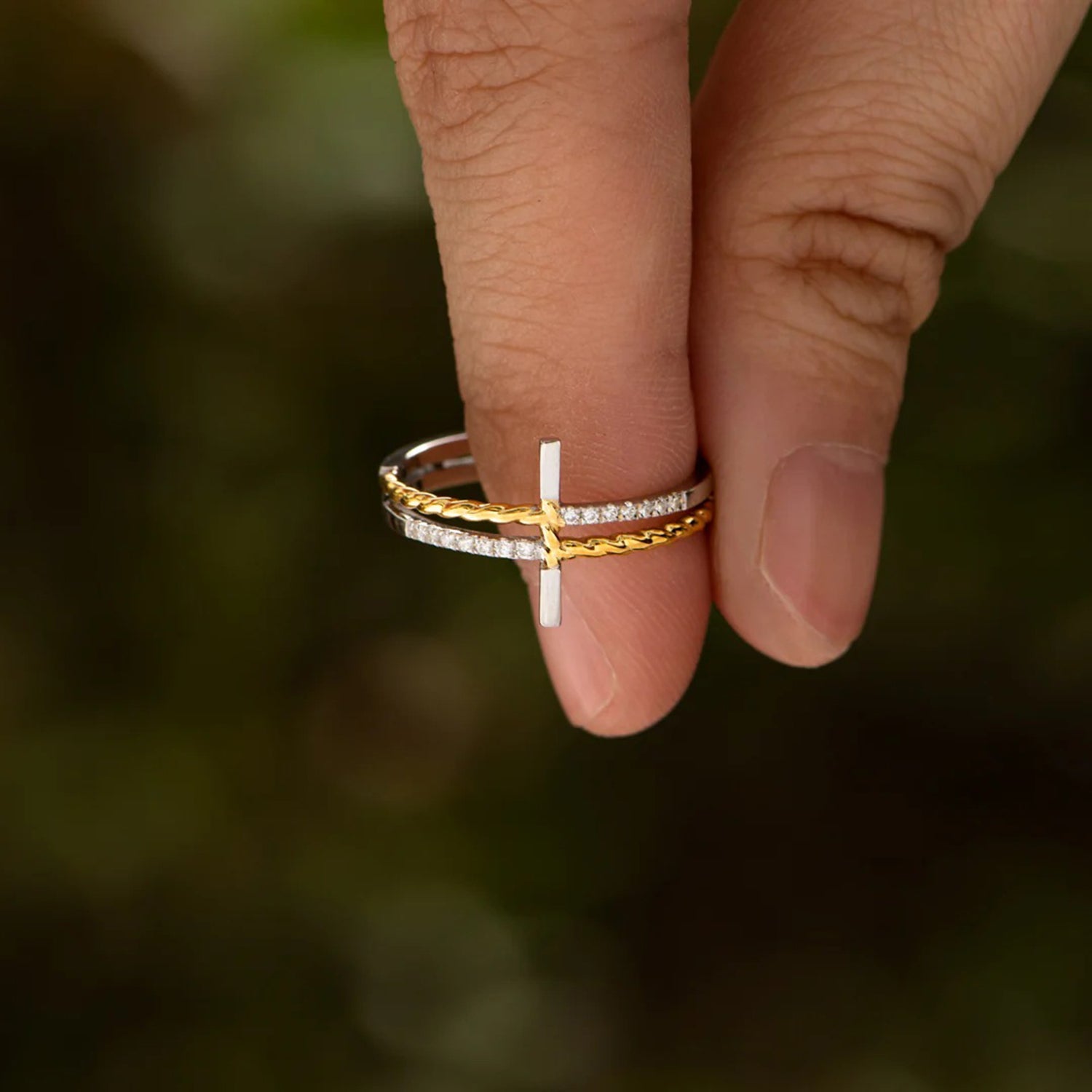 Cross Zircon 925 Sterling Silver Ring-Bijou Crush