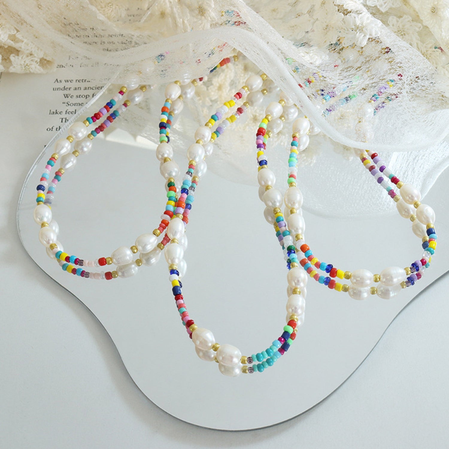 Freshwater Pearl Titanium Steel Bead Necklace-Bijou Crush