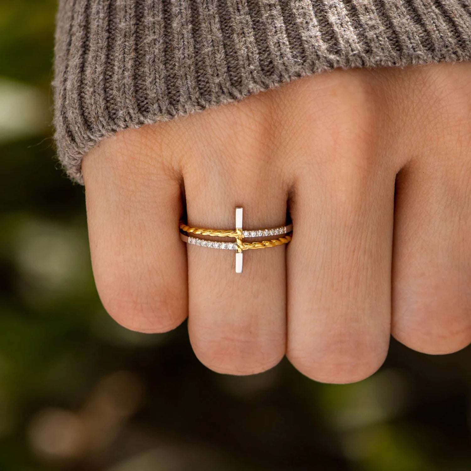 Cross Zircon 925 Sterling Silver Ring-Bijou Crush