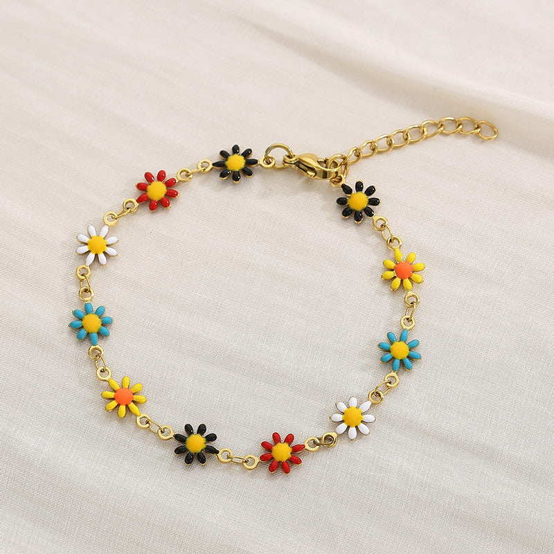 Flower & Cross Stainless Steel Bracelet-Bijou Crush