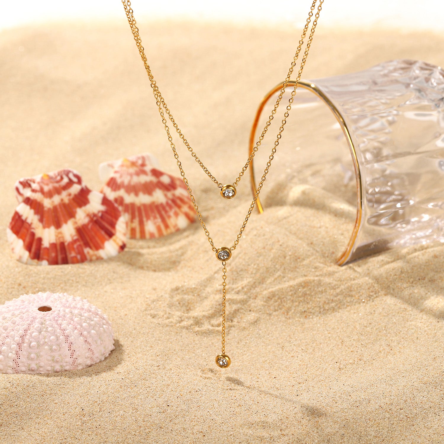 Stainless Steel Zircon Double-Layered Necklace-Bijou Crush