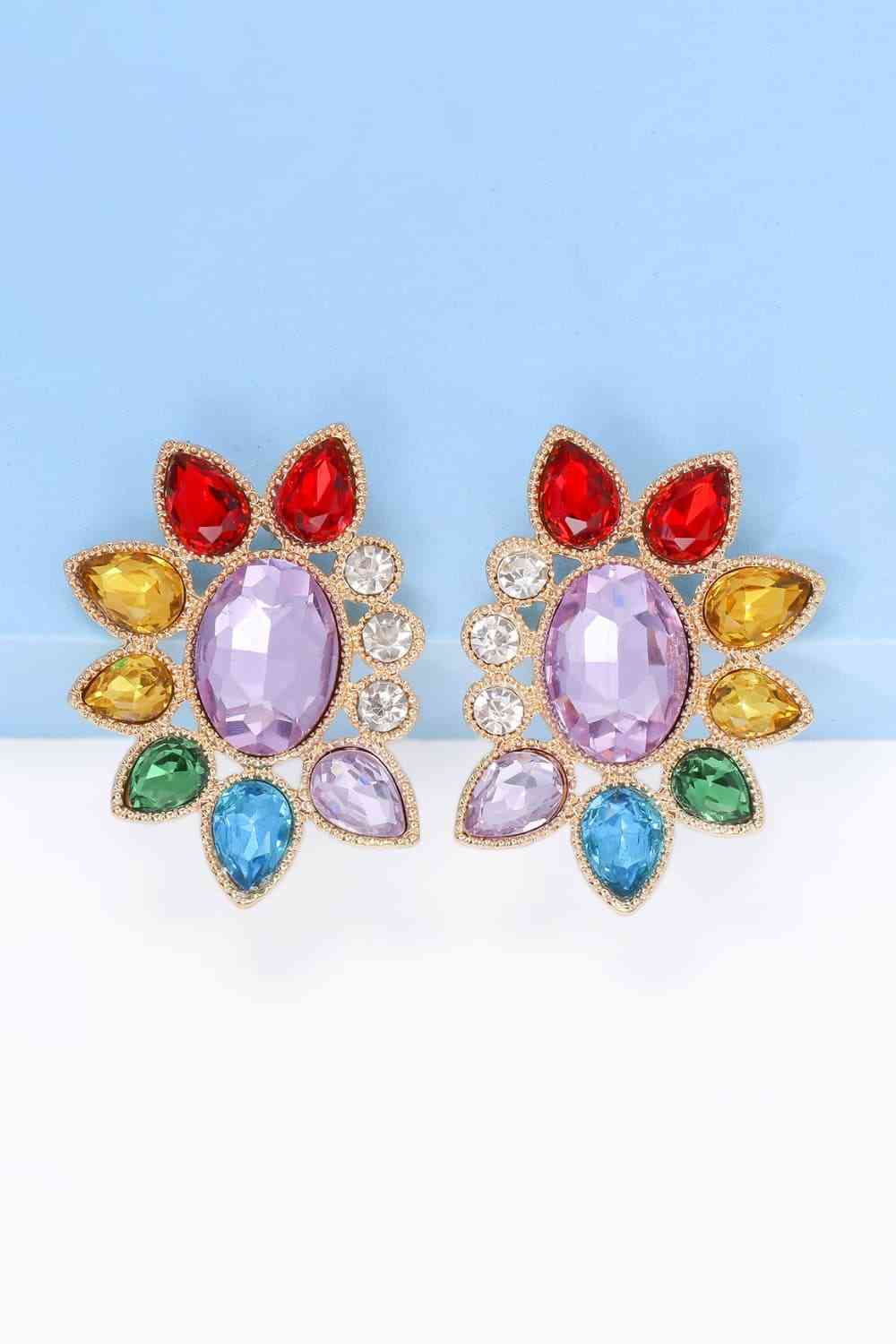 Geometrical Shape Glass Stone Dangle Earrings-Bijou Crush