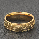 Men's 18K Gold Plated Tire Pattern Titanium Steel Ring-Bijou Crush