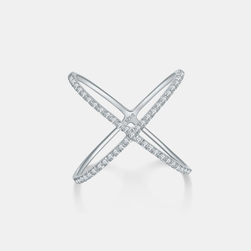 Moissanite Crisscross Ring 925 Sterling Silver-Bijou Crush