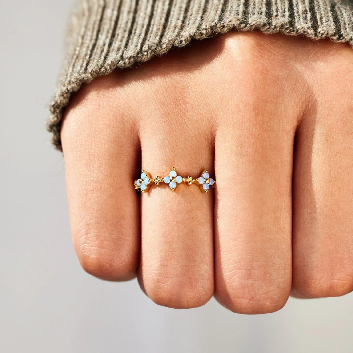 925 Sterling Silver Inlaid Zircon Flower Ring-Bijou Crush