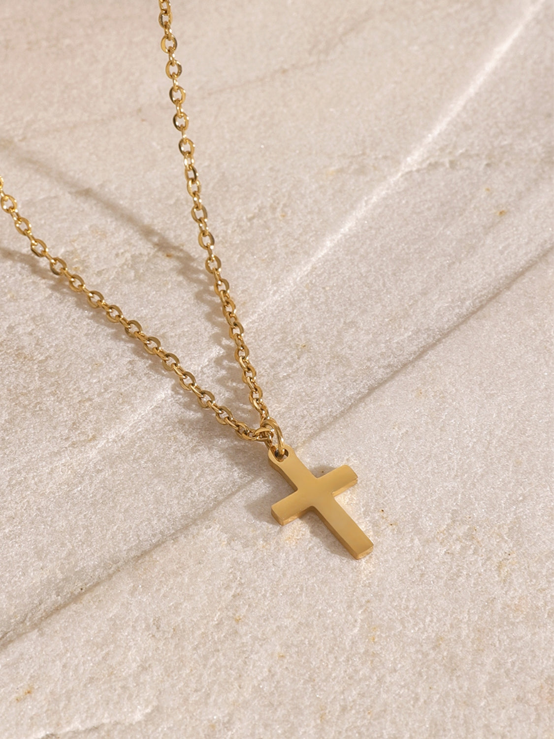 18K Gold-Plated Three-Layered Cross Necklace-Bijou Crush
