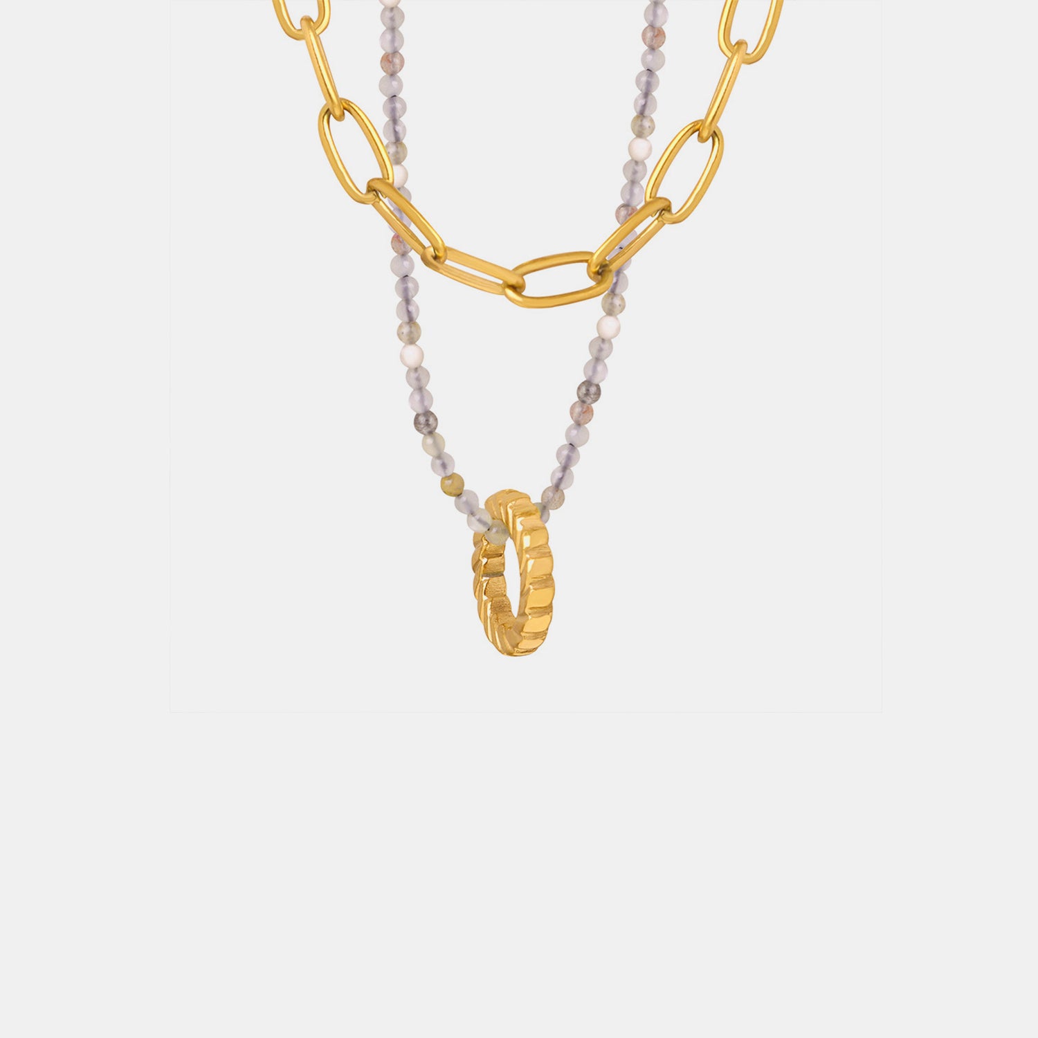 Beaded Double-Layered Titanium Steel Necklace-Bijou Crush