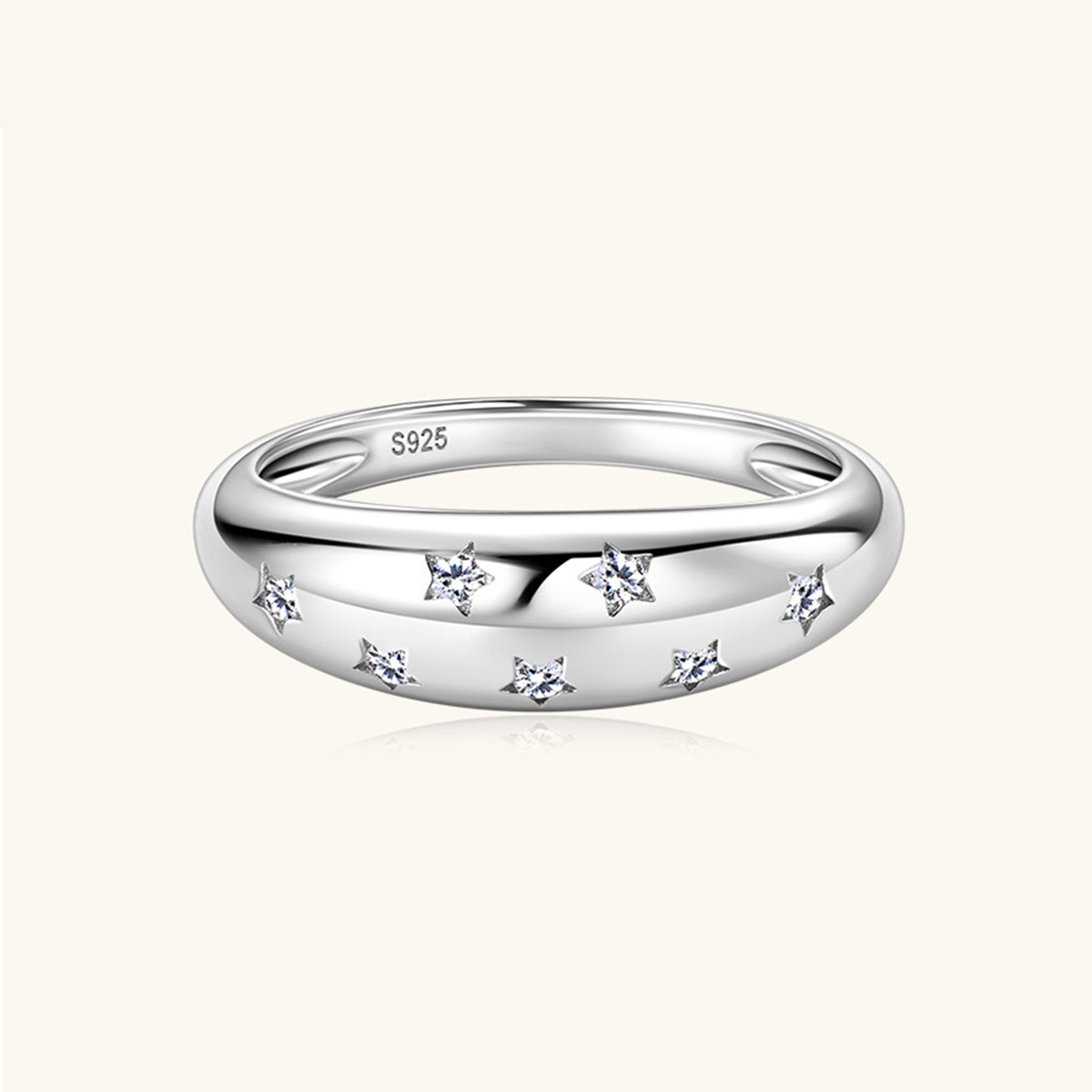 925 Sterling Silver Inlaid Moissanite Star Ring-Bijou Crush