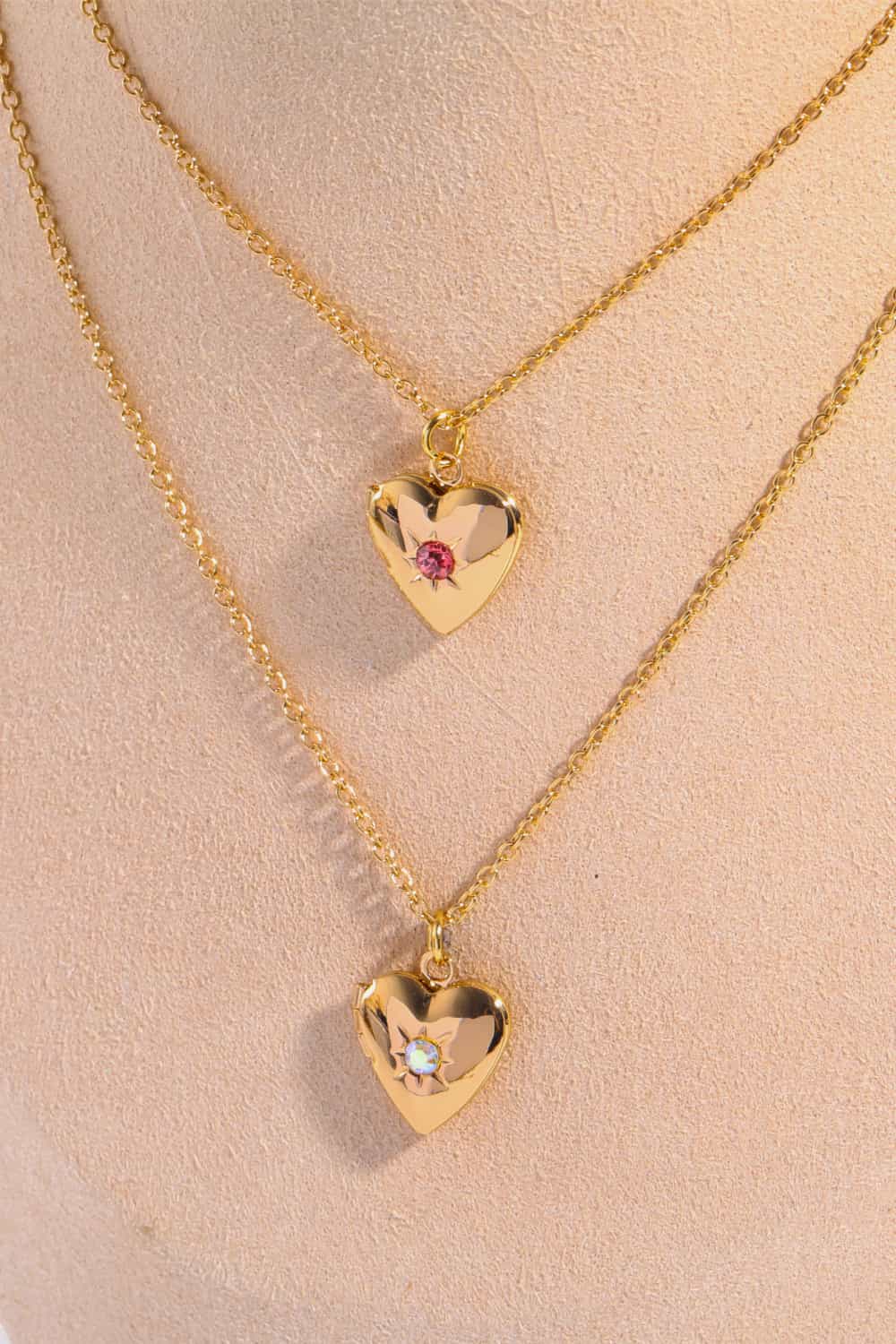 Zircon Heart Shape 14K Gold-Plated Pendant Necklace-Bijou Crush