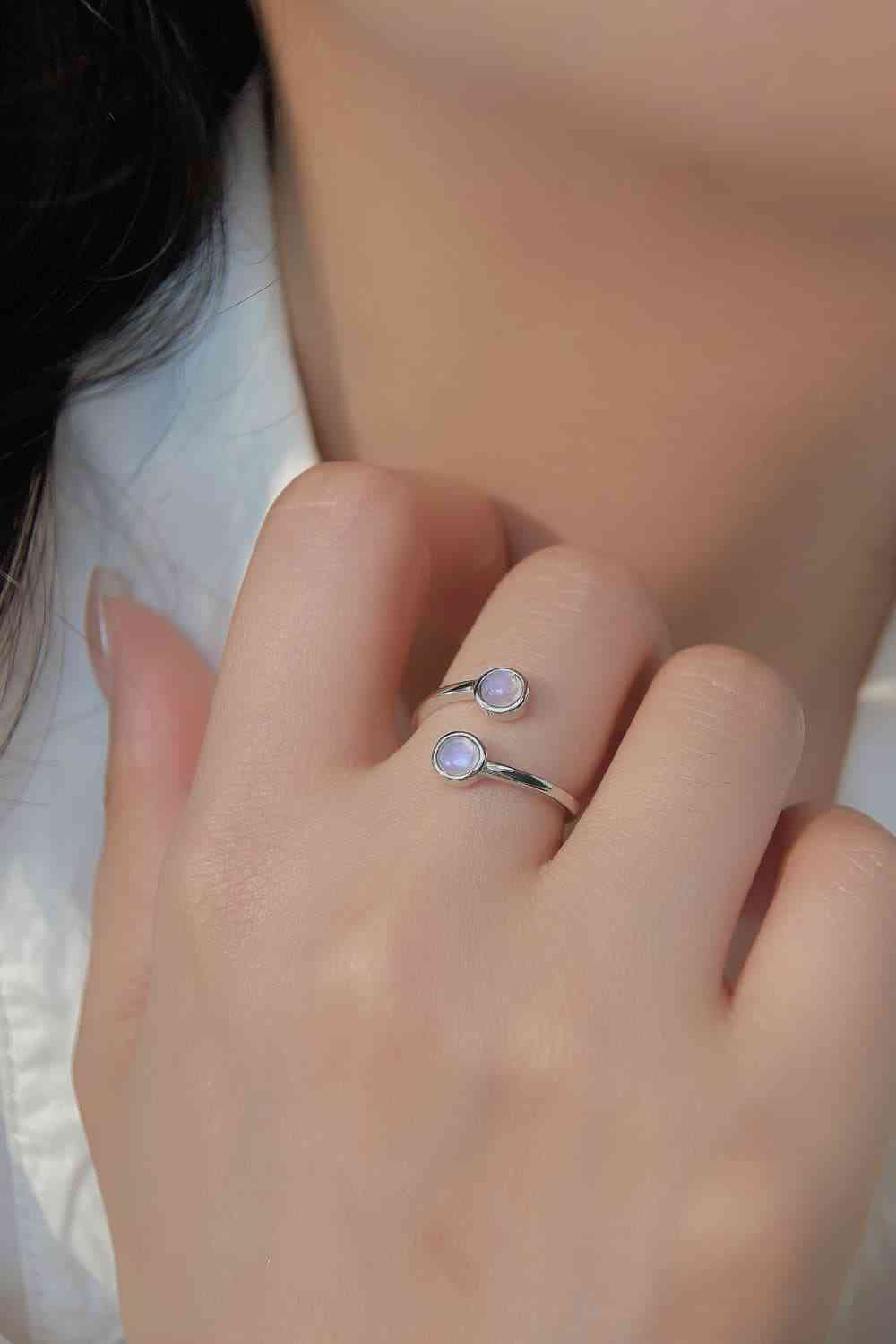 High Quality Natural Moonstone 925 Sterling Silver Toi Et Moi Ring-Bijou Crush