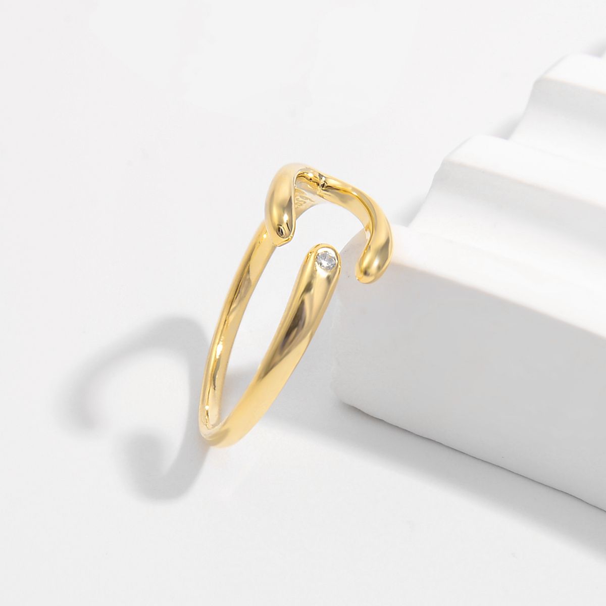 925 Sterling Silver Inlaid Zircon Open Ring-Bijou Crush