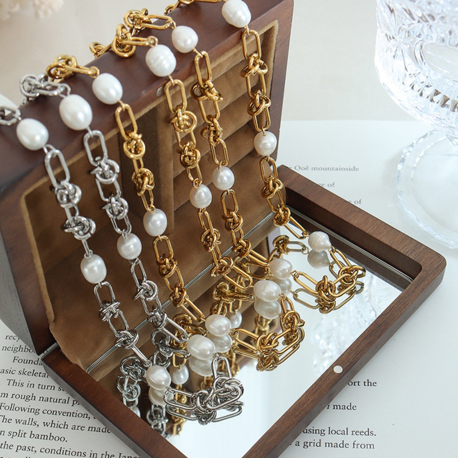 Freshwater Pearl Titanium Steel Necklace-Bijou Crush