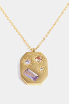 Inlaid Zircon Pendant Stainless Steel Necklace-Bijou Crush