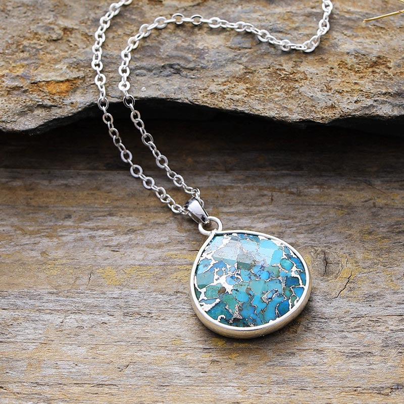 Turquoise Chain Pendant Necklace-Bijou Crush