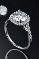 3 Carat Moissanite Halo Ring - 925 Sterling Silver-Platinum-plated-Bijou Crush