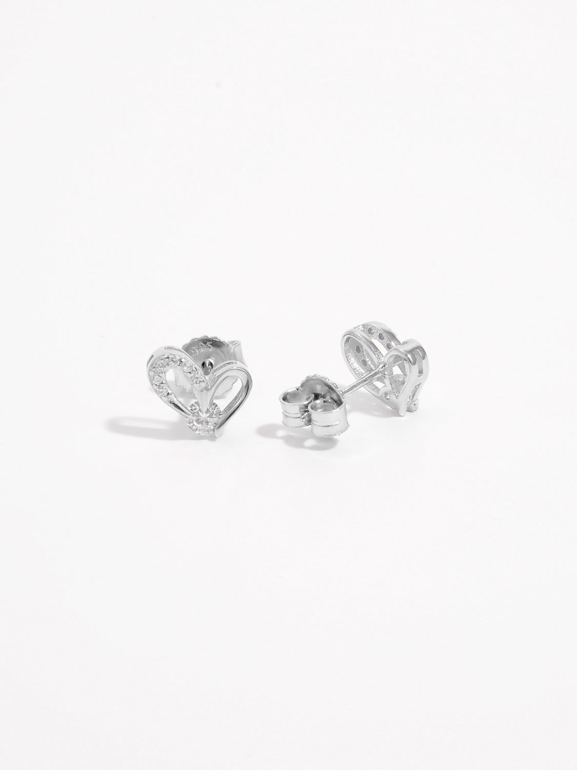 925 Sterling Silver Inlaid Zircon Heart Earrings-Bijou Crush