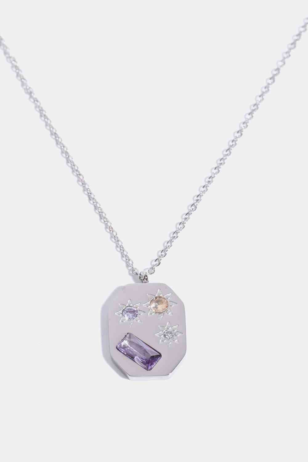 Inlaid Zircon Pendant Stainless Steel Necklace-Bijou Crush