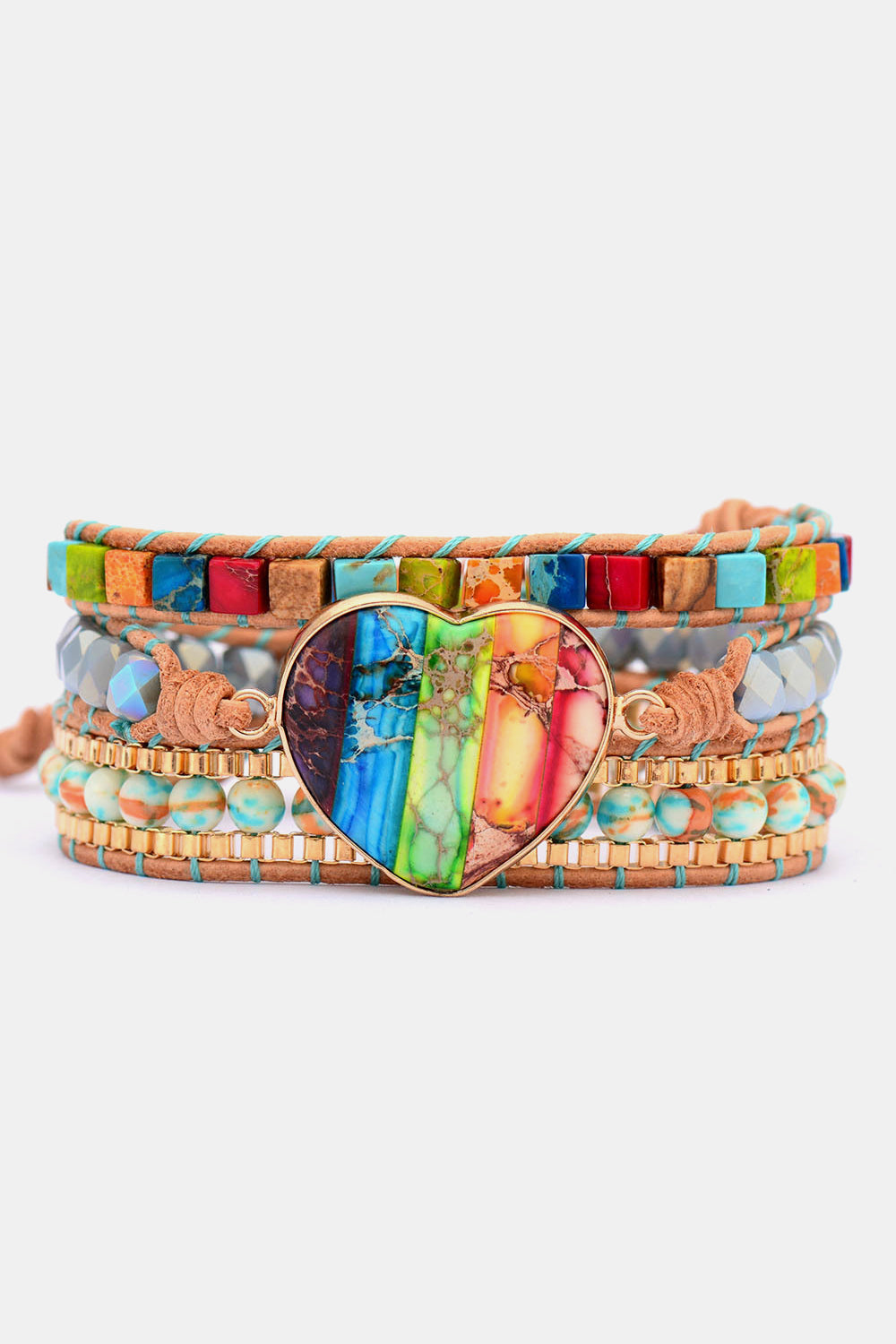 Imperial Jasper & Crystal Layered Bracelet-Bijou Crush