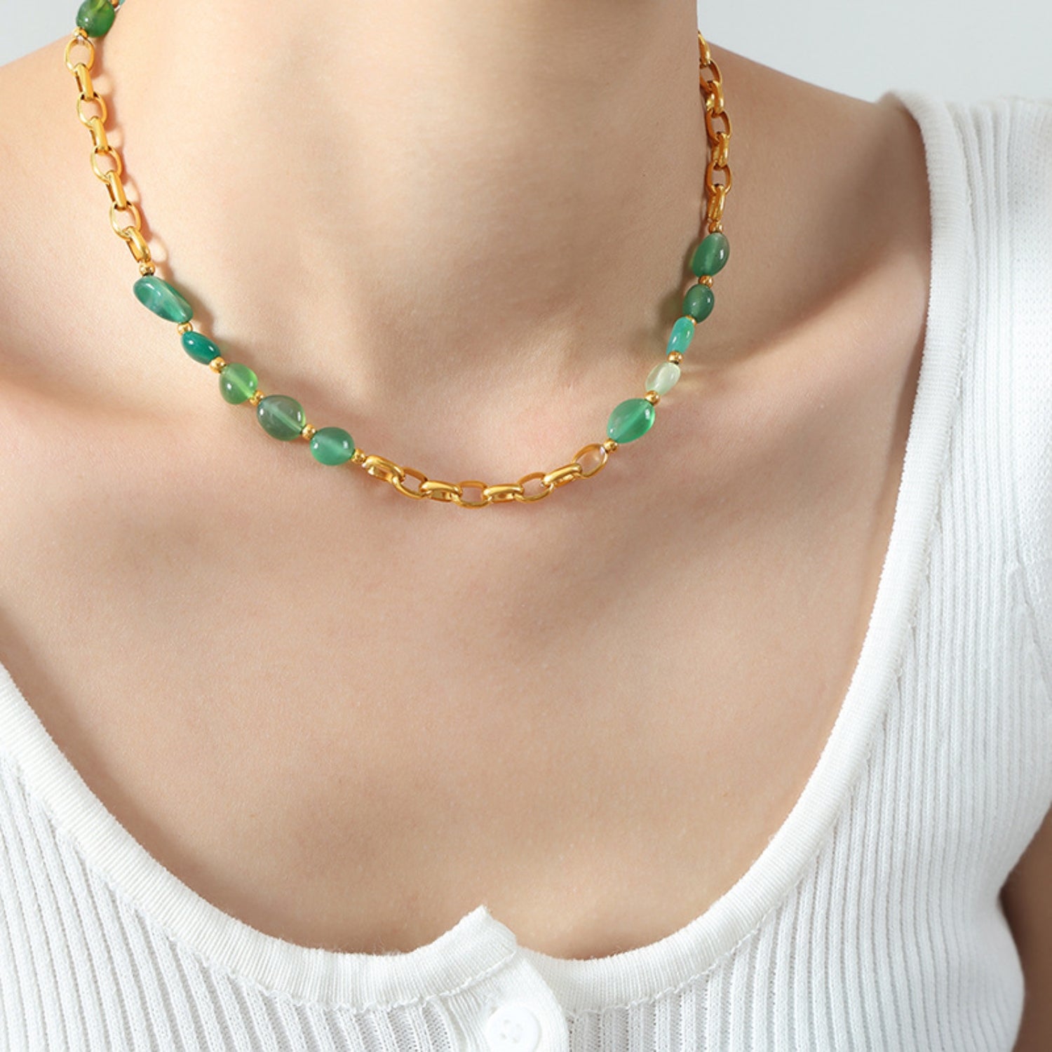 Beaded Titanium Steel Necklace-Bijou Crush