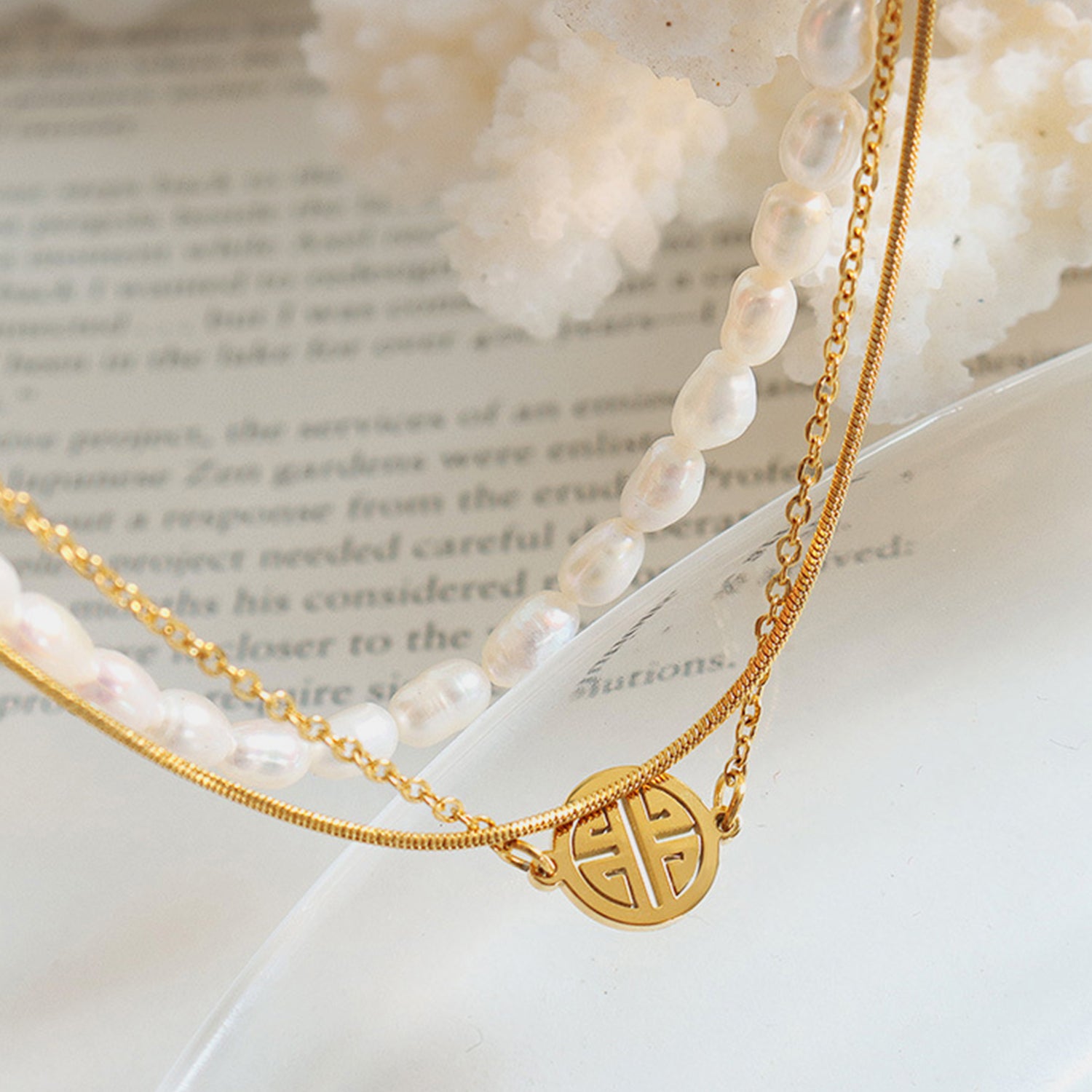 Titanium Steel Three-Layered Pearl Bracelet-Bijou Crush