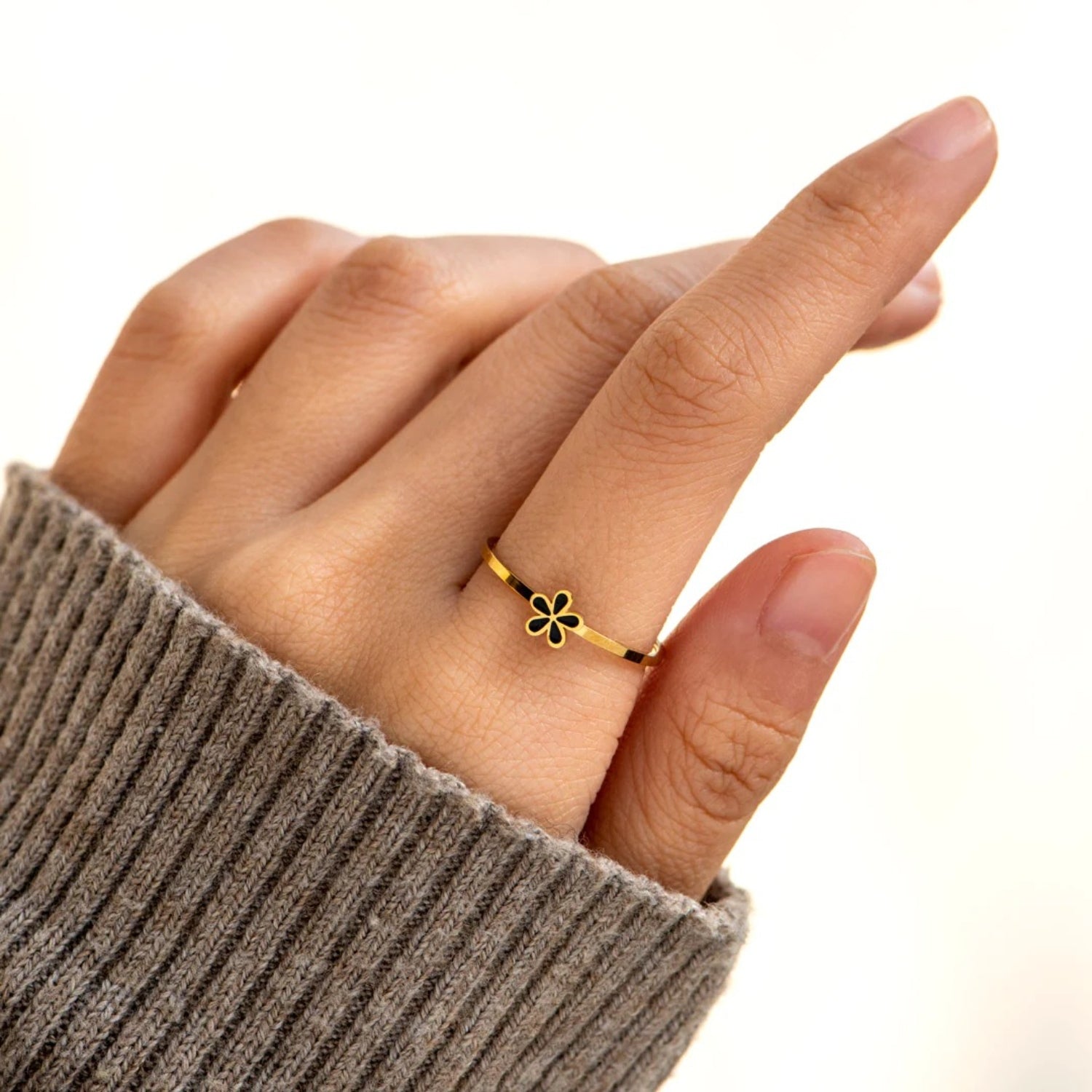 925 Sterling Silver Enamel Flower Ring-Bijou Crush