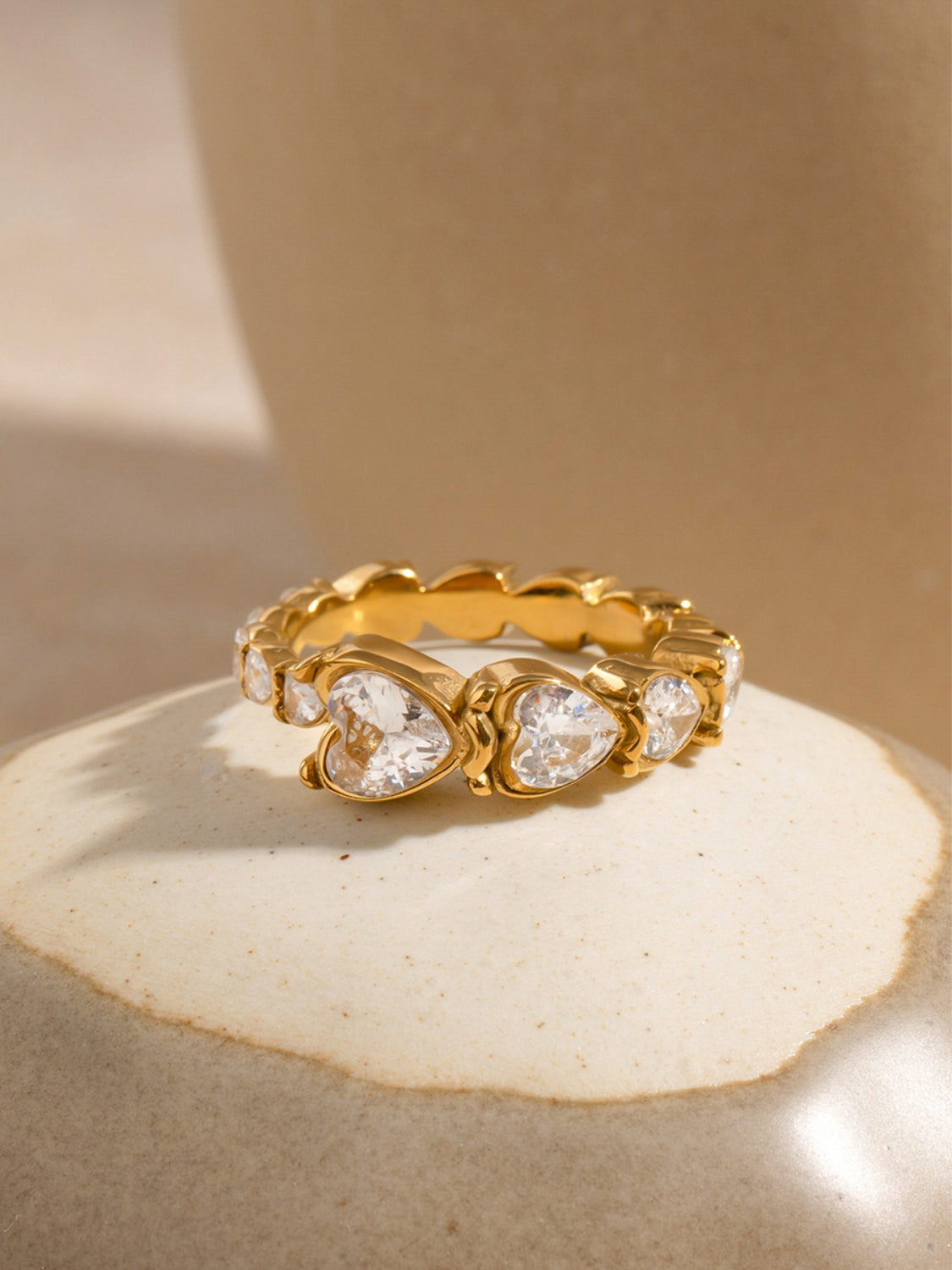 Stainless Steel Heart Rhinestone Ring-Bijou Crush