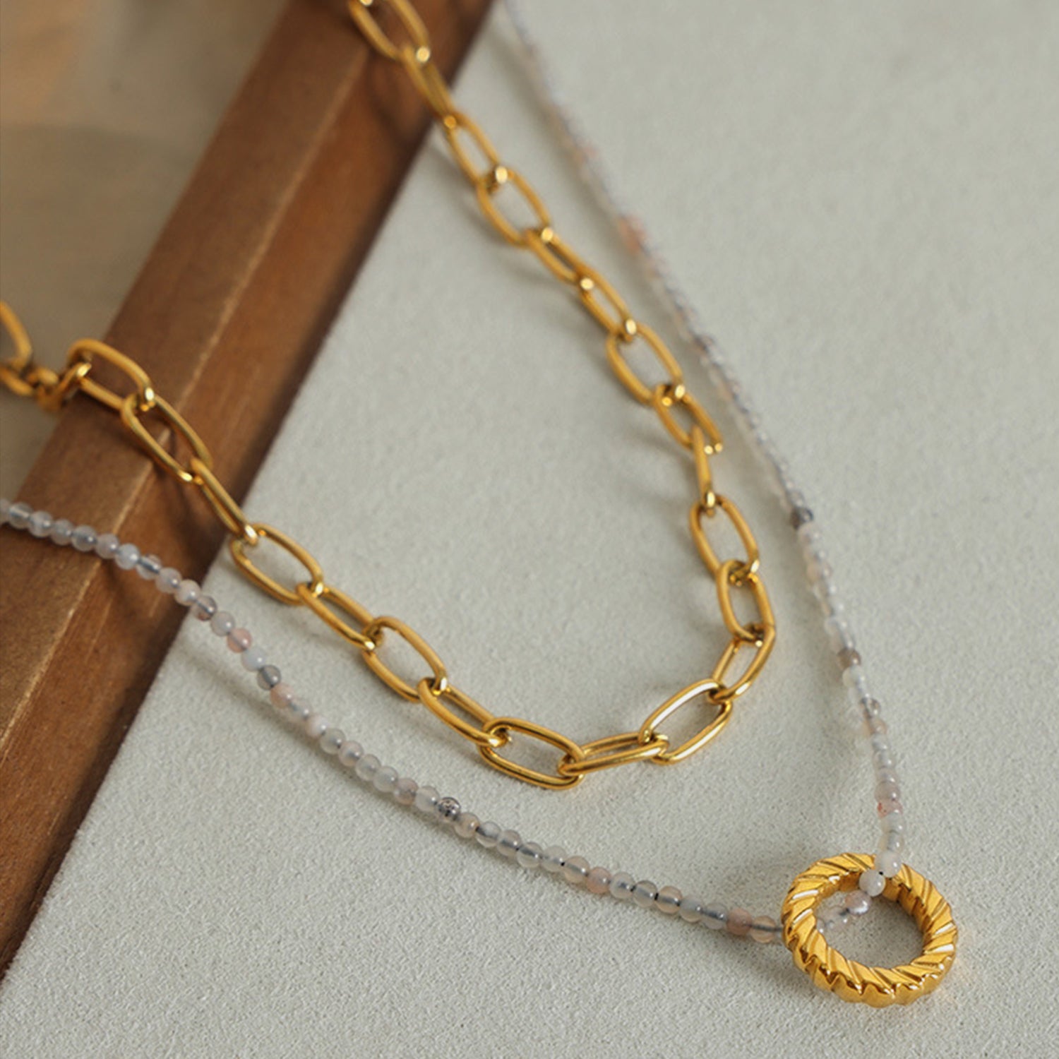 Beaded Double-Layered Titanium Steel Necklace-Bijou Crush
