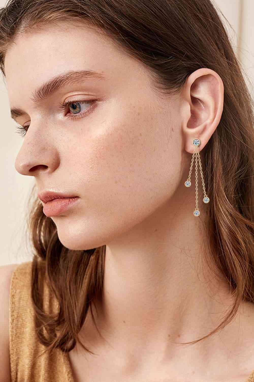 1.2 Carat Moissanite Layered Chain Earrings-Bijou Crush