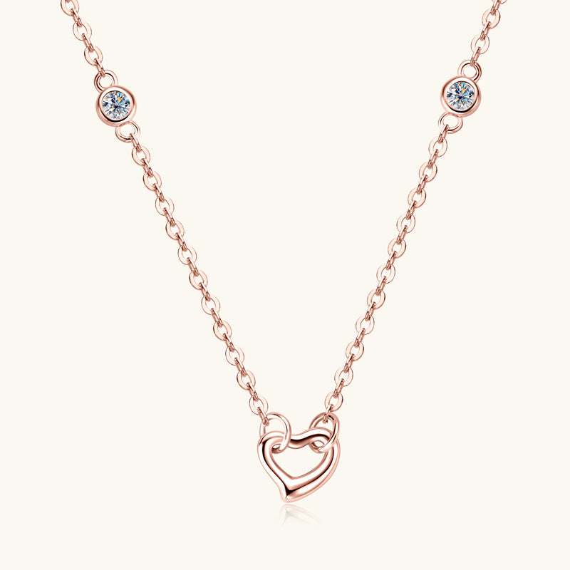 Moissanite 925 Sterling Silver Heart Necklace-Bijou Crush