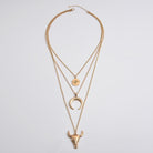 Alloy Three-Layered Bull Head Pendant Necklace-Bijou Crush