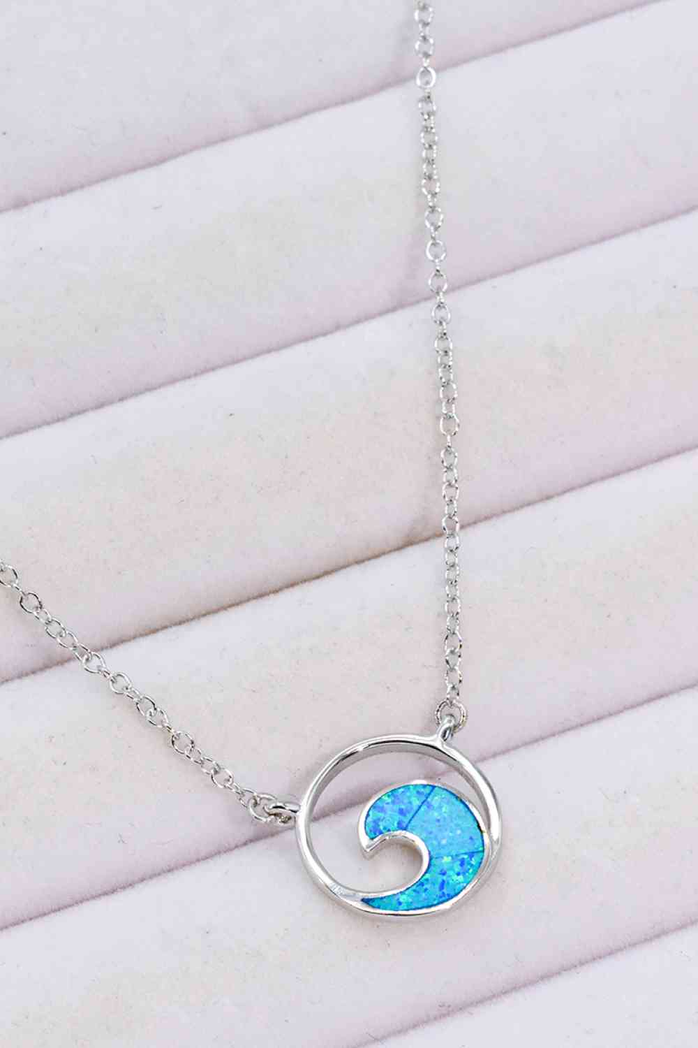 Opal Wave Pendant Necklace-Bijou Crush