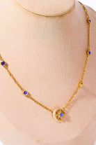 Moon & Star Shape Zircon Pendant Necklace-Bijou Crush