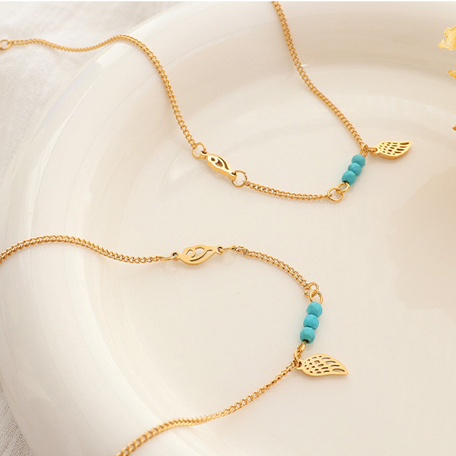 Titanium Steel Wing Shape Charm Anklet Bracelet-Bijou Crush