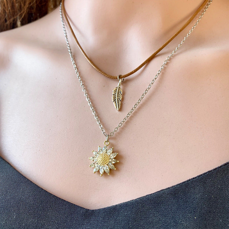 Sunflower Pendant Necklace Set-Bijou Crush