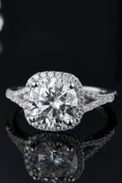 3 Carat Moissanite Halo Ring - 925 Sterling Silver-Platinum-plated-Bijou Crush