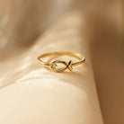 925 Sterling Silver Inlaid Zircon Fish Ring-Bijou Crush
