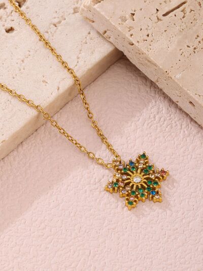 Stainless Steel Inland Zircon Snowflake Necklace-Bijou Crush