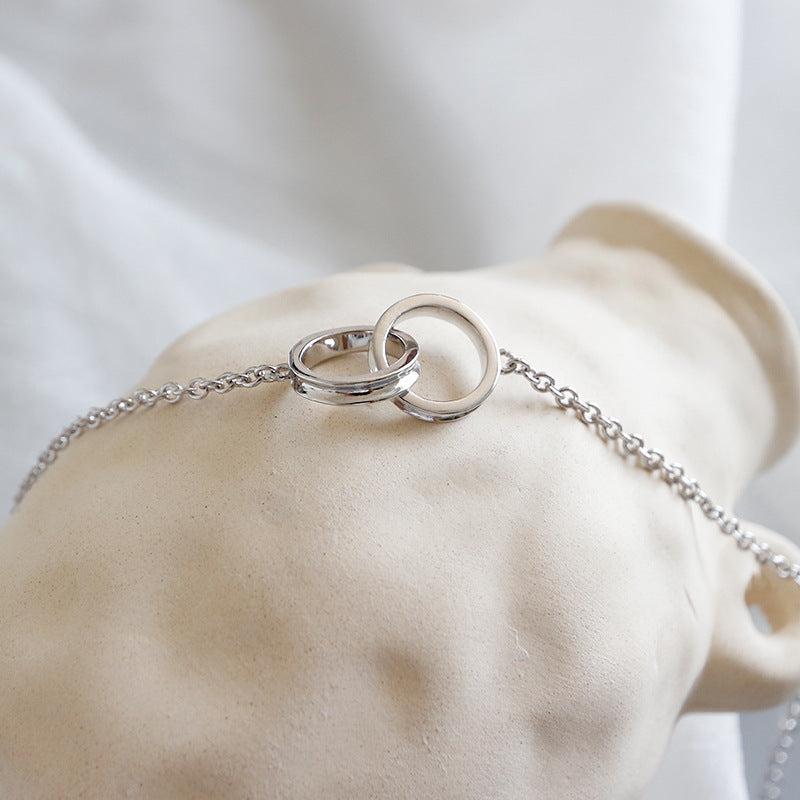 Party Double Loops Curb Chain 925 Sterling Silver Bracelet-Bijou Crush